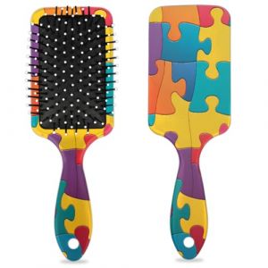 Brosse &agrave; cheveux d&eacute;m&ecirc;lante pour homme et femme - Brosse &agrave; cheveux souple &agrave; poils souples (motif puzzle color&eacute;) (ZYQ-US, neuf)