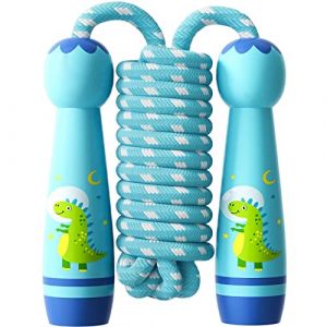 JunD Corde Enfant, Corde à Sauter Enfant 2,5m Bois Réglable Poignée Antidérapantes Corde De Coton Colorée Jump Rope Pour Garçon Fille Fitness Training Exercice Activités De Plein Air (Dinosaure) (Jund-EU, neuf)