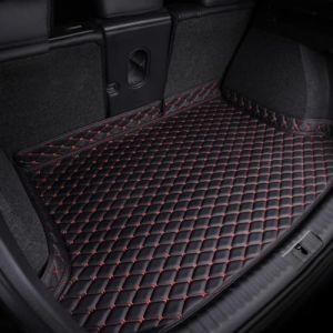 Cuir Tapis Coffre Voiture pour Seat Ateca 2016-2020 2021 2022 2023,Antidérapant Imperméable Protection Coffre Voiture Cargaison Doublure IntéRieure Accessoires,Black Red (???, neuf)