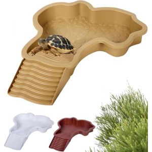 Abreuvoir Tortue Terrestre, Piscine Tortue De Terre, Bol d'eau pour Reptiles avec ÉChelle, Rrampe Animaux Piscines, Bassin De Douche pour Terrasse (B) (huirenshangpinchaoshi, neuf)
