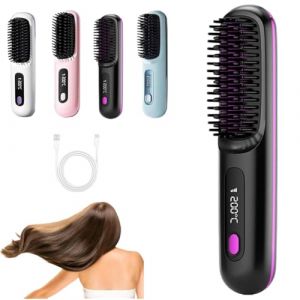 Lisseur Sans Fil Hair Pro, Brusheo Hair Pro Fer a Lisser, 2 en 1 Brosse Lissante pour Cheveux Sans Fil, Fer à Lisser à ions négatifs avec 3 températures (Auravex Store, neuf)