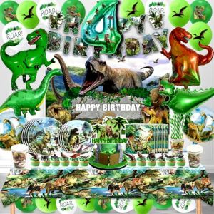 Decoration Anniversaire Dinosaure 4 Ans,Dinosaur Anniversaire Ballon Hélium 146 Pcs,Jungle Dinosaurs Vaisselle Kit,Déco Dinosaure Fête,Anniversaire Dinosaure 4 Ans Garçons Filles (CUIDSS-EU, neuf)