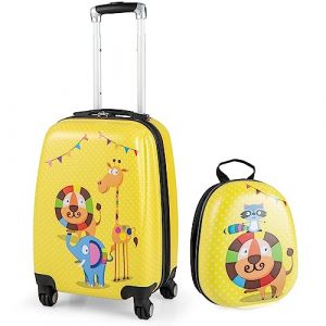 DREAMADE Valise Roulette Enfant 18" et Sac &agrave; Dos 12" avec Poign&eacute;e R&eacute;glable Bagage Cabine Enfant 3+Ans avec Roues Pivotante 360&deg; Bagage &agrave; Main Fille et Gar&ccedil;on Charge 50KG+8KG (Lion) (DREAMADE, neuf)