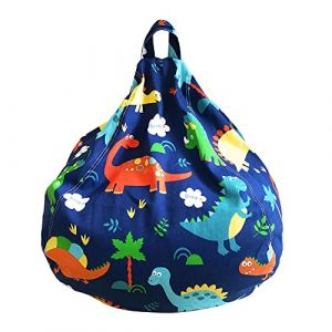 Highdi Enfants Peluche Sac Haricots Pouf Adultes Adolescents, Rangement de Jouets Stockage, Pouf Pliable Portable pour Fauteuil Déco Grande Fauteuil de Salon (80 x 90 m,Dinosaures) (Highdi, neuf)