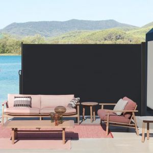 Kidsgigglz Brise Vue Retractable, Paravent Exterieur Retractable Store Exterieur Opaque, Protection de l'intimité et du Vent pour Balcon Terrasse Exterieur, Gris Store latéral, 200x300cm (Kidsgigglz-DGH, neuf)