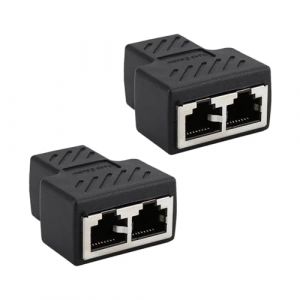 Hugfads 2 Pi&egrave;ces Adaptateur Doubleur RJ45, Splitter C&acirc;ble Ethernet avec Connecteur R&eacute;seau &agrave; Double Port - Haute Performance, Compatible avec ADSL, Switch, TV, D&eacute;codeur, Routeur - Plug-and-Play, Noir (Hugfads, neuf)