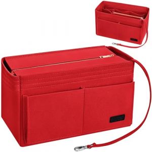Ropch Organisateur de sacs à main, organiseur de sac en feutre pour femme - Sac à main - Organiseur de sac fourre-tout avec fermeture éclair amovible - Rouge - L (LiWo, neuf)
