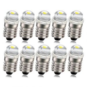Ruiandsion Lot de 10 ampoules LED E10 4,5 V COB 0,5 W 6000 K blanches LED de rechange pour lampe de poche, lampe de travail, sans polarit&eacute; (Ruiandsion, neuf)