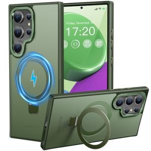 HuwaiH Coque pour Samsung Galaxy S24 Ultra, Magnétique Robuste Anneau de Support Invisible, Protection Militaire, étui Antichoc pour Samsung S24 Ultra(Vert foncé) (Zhimingeu, neuf)
