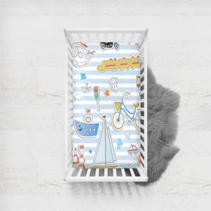 Odot Drap Housse pour Lit Bébé à Motif Voiture Dessin Animé, Drap Housses Enfant en Microfibre Respirant, Protège Matelas élastique Compatible pour Berceau, Couffin, Nacelle (95x65cm,Voilier) (Odot, neuf)