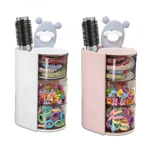 Organisateur de Accessoires de Cheveux Qxiao 3 Couches Transparent Organiseur de Bijoux Plastique Support de Rangement pour Serre-T&ecirc;te Organiseur de Cordon de Cheveux Rotatif &agrave; 180&deg; Support de (xianxinxianshangmao, neuf)