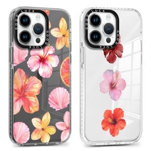 Saqmkil 2 Pi&egrave;ces Coque pour iPhone 14 Pro Max 6,7'', &Eacute;tui de Protection avec Aesthetic Design Fleur Hibiscus Motif, TPU Transparente Femme Fille Housse Etui Bumper Cover pour iPhone 14 Pro Max, Fleur (HEILALA VANILLA, neuf)