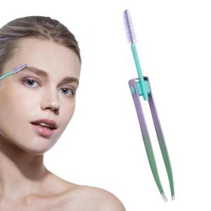 &Eacute;pilation des cheveux, pincettes &agrave; sourcils avec pinceau,2 en 1 outil de coupe des sourcils en acier inoxydable avec pinceau | Outil de cueillette de cheveux, faux applicateur de cils, toilettage de m (jingqiy, neuf)