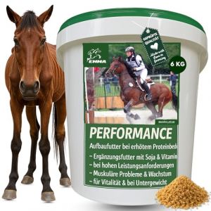 Tourteau de soja cheval I Complément alimentaire pour musculature squelette vitalité I Acides aminés chevaux Muscle musculaire Protéine de soja I Vitamine B E complexe Zinc Biotine Sélénium cheval 6Kg (EMMA-Eventing, neuf)