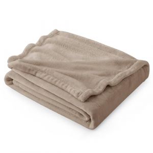 Bedsure Plaid Couverture Polaire Douillette - Plaid Polaire Douce et Chaude 130 x150 cm, Couverture de Canapé, Jeté de Canapé en Flanelle, Marron Clair (Bedsure EU, neuf)