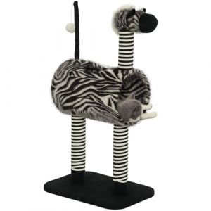 PawHut Arbre à Chat, Hauteur 93 cm, Arbre à Chat en Design zèbre, Arbre à Grimper avec Tunnel pour Chat, Arbre à Chat avec Poteau en Jute, Arbre de Jeu, Meuble pour Chats, Noir+Blanc (AOSOM-DE, neuf)