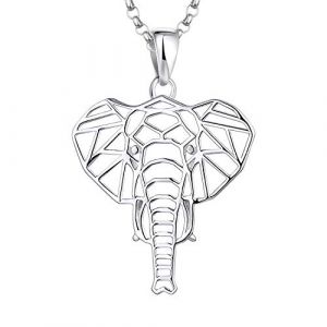 JO WISDOM Collier Pendentif &eacute;l&eacute;phant chanceux Argent 925/1000 Femme, Collier Amulette G&eacute;om&eacute;trie Famille (JO WISDOM, neuf)