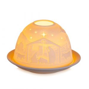 Staymoment Cr&egrave;che de No&euml;l Photophore de No&euml;l : Cr&egrave;ches de No&euml;l photophore en c&eacute;ramique petit porcelaine d&eacute;coration de table cr&egrave;che figurines sc&egrave;ne de Nativit&eacute; &eacute;clairage d&eacute;coration de table de No&euml;l (D&eacute;counion, neuf)