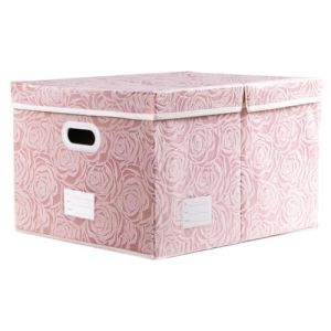 Prandom Grandes bo&icirc;tes de rangement pliables avec couvercles [1 paquet] Bo&icirc;te de rangement d&eacute;corative en tissu Organisateur de cube, rose 58 x 40 x 30 cm (PRANDOM_EUR, neuf)