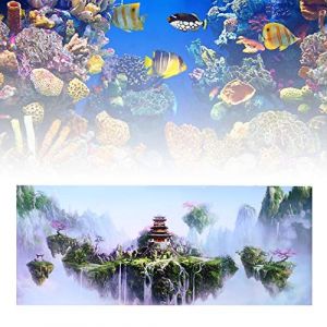 Affiche de Fond d'aquarium, 3D PVC adhésif imperméable à l'eau de réservoir de Poissons Autocollant de Papier Peint de château de Ciel décoration de Fond de réservoir de Poissons(122 * 50cm) (Zuiminq, neuf)