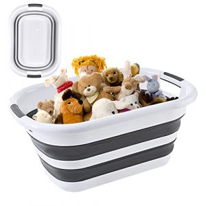 Firschoie Panier à linge pliable de 26 litres, Boîte de rangement portable peu encombrante, Règle dépliante (H x L x P) 23 x 38 x 53 cm, Convient pour la maison et le camping(noir/blanc) (ROMEO CUCCI S.R.L., neuf)