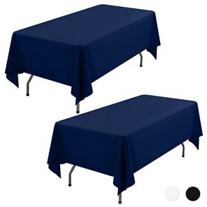 Showgeous Lot de 2 nappes rectangulaires en tissu polyester lavables pour mariage restaurant buffet f&ecirc;tes 153 x 260 cm bleu marine (Showgeous EU Store, neuf)