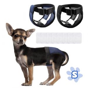 2 Pi&egrave;ces Couche pour Chien Femell, Culotte Chiennes Chaleurs pour Chien, Couches pour Chiens, Culotte Menstruelle Femelle avec 8 Serviettes Hygi&eacute;niques, Noir et Bleu, Taille S (Marsden House, neuf)