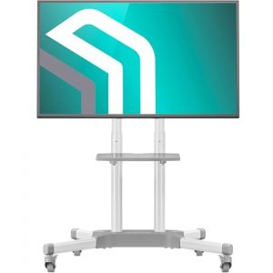 ONKRON Support TV roulettes avec Etagere pour 32-65 Pouces TV, Meuble TV Roulette Poids de 45 kg - Ecran sur Pied Mobile VESA 100x100 - VESA 600x400/Pied TV Roulette Hauteur R&eacute;glable TS1351-W Blanc (ONKRON Technologies, neuf)
