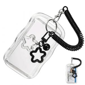 YIPFEN 1 pi&egrave;ce Porte-cartes transparent avec breloque &eacute;toile r&eacute;sistant &agrave; l'eau, Y2k photo card holder, Protection de cartes de bus, Protection carte porte cl&eacute; (shengguangshangmao., neuf)
