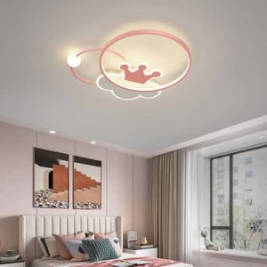 Créatif rose couronne nuage LED plafonnier fantaisie chambre d'enfant plafonnier lustre pour chambre de fille, chambre d'enfant, gradation en continu, 17,9 * 17,9 '', 38W (Yoouu, neuf)