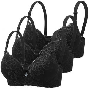Soutien-Gorge Sexy pour Femme Soutien Gorge Dos Nu Push Up Sexy Soft Armature en Dentelle Grande Taille Ajustable Classiques Lingerie Confortable pour Femme 3 pièces Bustiers (Metuicis, neuf)