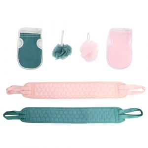 iplusmile 6 Pi&egrave;ces de Bain de Douche Douche &Eacute;ponge &agrave; Dos Sangle pour Dos Kit de Nettoyage Exfoliation Peau Massage D&eacute;tente (Cosy & U, neuf)