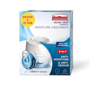 UniBond AERO Absorbeur d'humidit&eacute; &agrave; 360&deg; avec 1 recharge, d&eacute;shumidificateur pour une circulation efficace de l'air, r&eacute;gulateur d'humidit&eacute; r&eacute;duit l'exc&egrave;s d'humidit&eacute;, 1 appareil avec 1 languette de (blueacetradingltd2, neuf)