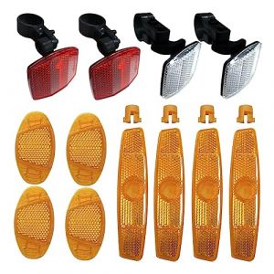 BuxiuGK 12 Pi&egrave;ces Catadioptre Velo,R&eacute;flecteur de V&eacute;lo Avant et Arri&egrave;re,Support de R&eacute;flecteur de Roue de V&eacute;lo pour Am&eacute;liorer la S&eacute;curit&eacute; de Conduite de Nuit pour V&eacute;lo Enfants, VTT, Moto (Ymwave, neuf)