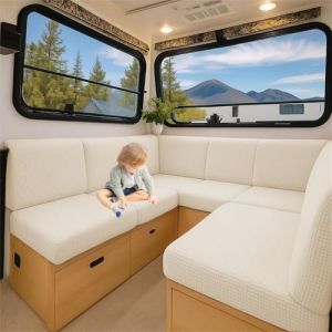 ZGDDPZA Couvre-Coussin Stretch pour siège de Caravane Housse antidérapante en Jacquard pour Banquette, canapé, lit de Camping-Car ou Salon intérieur (Beige,L 165-200cm W 65-95cm) (ZGDDPZA, neuf)