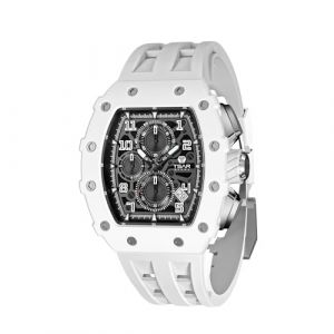 TSAR BOMBA Montre de Luxe Homme Etanche 50M Tonneau Analogique Squelette Carr&eacute;e Grand Cadran Plongee Sport Mouvement Japonais Bracelet Silicone Miroir Saphir Lumineux (TSAR BOMBA OFFICIAL STORE, neuf)