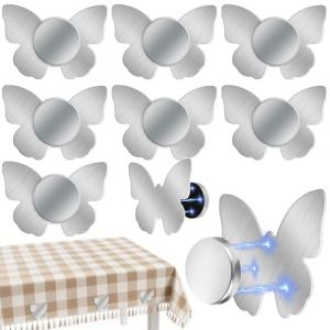 Muyohix 8 Pièces Poids de Nappe, Poids Nappe en Acier Inoxydable Magnétique, Nappe Extra Lourde, Poids de Nappe de Table Exterieur pour Pique Nique, Camping, Jardin, Nappe, Rideaux (Papillon) (PureZone2025, neuf)
