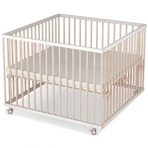 Sämann Parc bébé 100 x 100 cm avec matelas | Certifié TÜV 2023 | Hauteur réglable en continu | Parc Premium | Lit bébé en bois | Barrière d'éveil blanc/naturel (Sämann Handels GmbH, neuf)