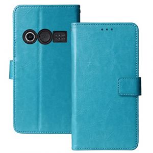 Tnviud Flip Premium Retro Business Cuir Housse Coque Étui pour Doro 1380/1382 2.4" TPU Silicone Cas Magnétique Téléphone Couverture Protecteur Portefeuille Cover Case Support Book Stand (Bleu) (lankashi-uk, neuf)