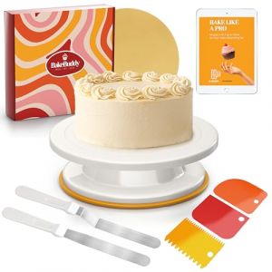 BakeBuddy Plateau Tournant Pâtisserie (28 cm) – Kit Pâtisserie avec Plaque Tournante, Lisseur à Gâteau, Spatules, Plateau tournant gâteau – Ustensiles & Accessoires de Pâtisserie (Benavita, neuf)