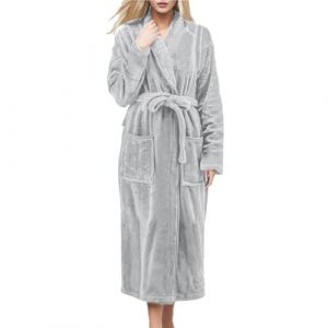 Peignoir de Bain pour Femme et Homme, Coton Peignoirs Doux et Absorbant Unisexe Capuche, Robe de Chambre Luxueuse en Polaire pour H&ocirc;teli&egrave;re et Spa, Peignoir de Bain Femme Homme Eponge Doux (Gray, L) (HUAOPYU, neuf)
