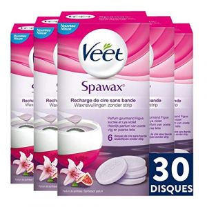 Veet - Spawax - 30 Disques de Cire - Jambes, Maillot, Aisselles, Bras - Figue Sucrée et Lys Violet (Pennguin-FR-Home, neuf)