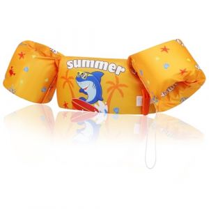 MoKo Gilet de Natation Enfant, Brassards de Natation Enfant Ceinture R&eacute;glable Gilet de Flottaison &agrave; Dessin Anim&eacute; Flottant Mignon, Dispositif de Flottaison pour Gar&ccedil;ons Filles, 20-50 lbs, Requin Jaune (KnoWhite, neuf)