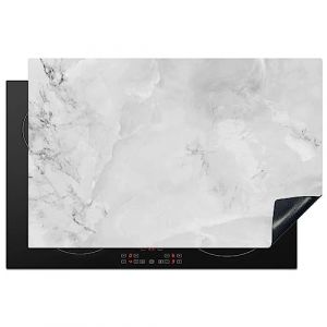KitchenYeah&copy; Protege Plaque Tapis Pour Induction 80x52 cm Deco Cuisine Protection Vitroc&eacute;ramique Pour Cuisiniere Marbre - Pierre - Blanc - Gris - Aspect marbre (KitchenYeah, neuf)