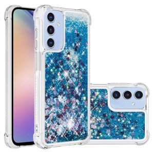 IMIRST Etui de T&eacute;l&eacute;phone Compatible avec Samsung A16 Bling Liquid Glitter Silicone Housse de Protection Anti-Choc Airbag Bumper Shell Samsung Galaxy A16. YBW Love Blue (MRSTER, neuf)