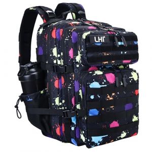 LHI Sac &agrave; dos tactique militaire pour homme et femme 45 L Grand sac &agrave; dos &eacute;tanche pour l'&eacute;cole, la randonn&eacute;e, la randonn&eacute;e, la chasse - Camouflage fluorescent (Wolfly-FR, neuf)