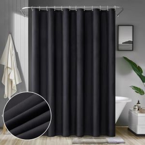 MIULEE Rideau de Douche 150 x 180cm Polyester Anti-Moisissure D&eacute;perlant pour la Baignoire Imperm&eacute;able Rideaux Baignoire Lavable en Machine 10 Crochets Noir (MIULEE HOME, neuf)