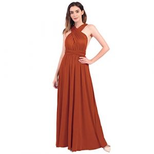 Femme Robe Longue de Cérémonie Chic Robe Ado Multi-Style Sexy Taille Haute sans Manche Robe Fille d’Eté Bandage de Soirée Cocktail Demoiselle d'honneur Mariage Fête Aniversaire Rouge brique S (IBTOMCASTLE, neuf)