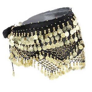 Ceinture de Danse Orientale, Echarpe de Danse Orientale, Ceinture Foulard de Danse Orientale, pour in Représentations sur Scène, Représentations d'anniversaire, Représentations de Fête (Noir) (Floatdream, neuf)