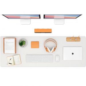 K KNODEL Tapis de Bureau, Tapis Bureau, Tapis Bureau Sous Main 43cm x 120cm, Tapis de Portable, Sous Main Bureau pour Bureau et Maison, Double Face (Blanc) (KNODEL, neuf)